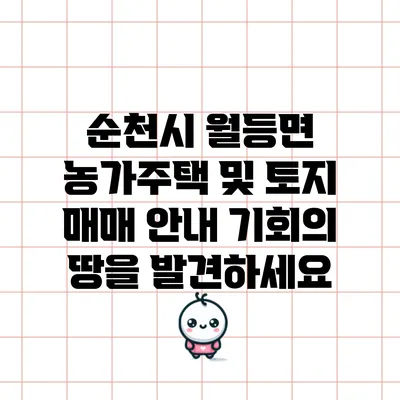 순천시 월등면 농가주택 및 토지 매매 안내: 기회의 땅을 발견하세요