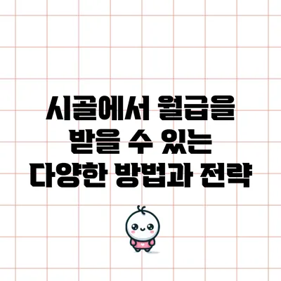 시골에서 월급을 받을 수 있는 다양한 방법과 전략