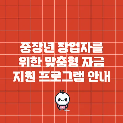 중장년 창업자를 위한 맞춤형 자금 지원 프로그램 안내