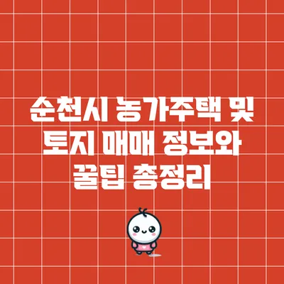 순천시 농가주택 및 토지 매매 정보와 꿀팁 총정리