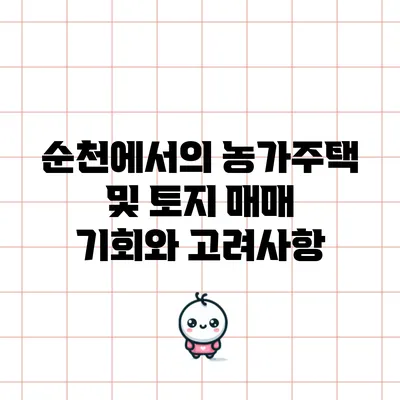 순천에서의 농가주택 및 토지 매매: 기회와 고려사항