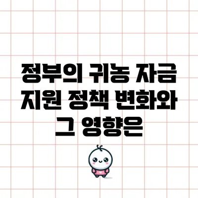 정부의 귀농 자금 지원 정책 변화와 그 영향은?
