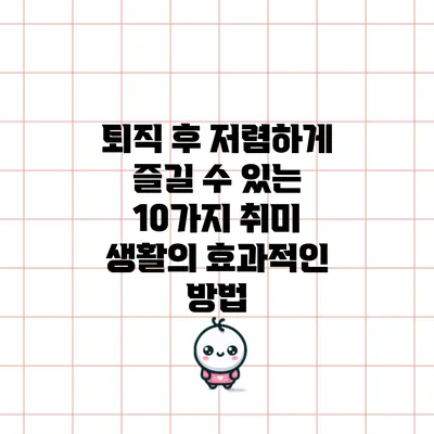퇴직 후 저렴하게 즐길 수 있는 10가지 취미 생활의 효과적인 방법