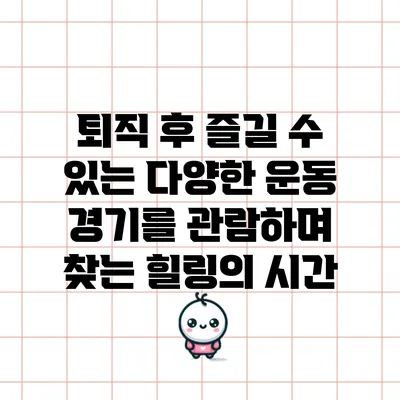 퇴직 후 즐길 수 있는 다양한 운동 경기를 관람하며 찾는 힐링의 시간