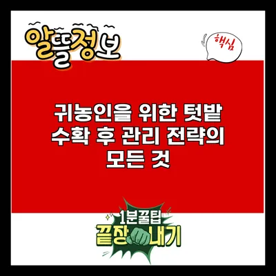 귀농인을 위한 텃밭 수확 후 관리 전략의 모든 것