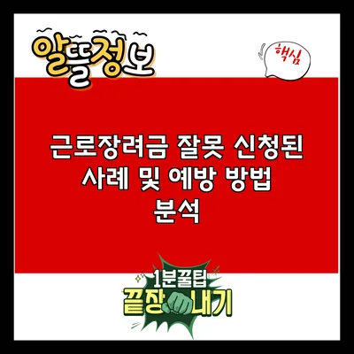 근로장려금 잘못 신청된 사례 및 예방 방법 분석