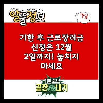기한 후 근로장려금 신청은 12월 2일까지! 놓치지 마세요