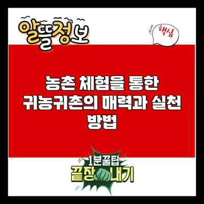 농촌 체험을 통한 귀농귀촌의 매력과 실천 방법
