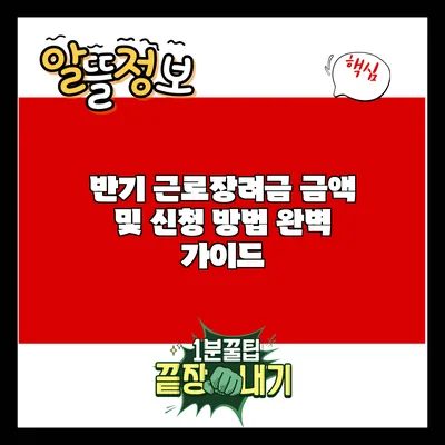 반기 근로장려금 금액 및 신청 방법 완벽 가이드