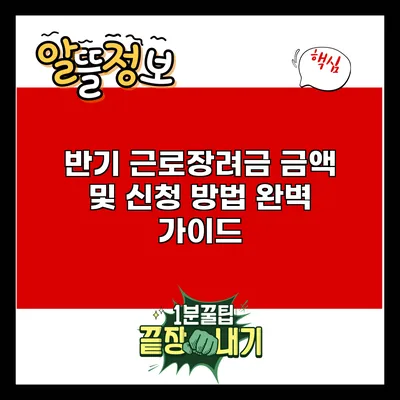 반기 근로장려금: 금액 및 신청 방법 완벽 가이드