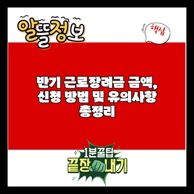 반기 근로장려금: 금액, 신청 방법 및 유의사항 총정리