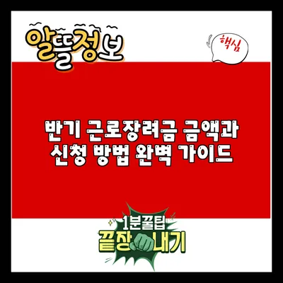 반기 근로장려금: 금액과 신청 방법 완벽 가이드