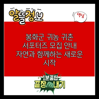 봉화군 귀농 귀촌 서포터즈 모집 안내: 자연과 함께하는 새로운 시작