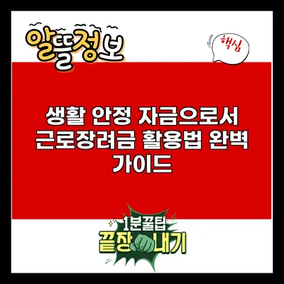생활 안정 자금으로서 근로장려금 활용법 완벽 가이드