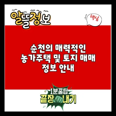 순천의 매력적인 농가주택 및 토지 매매 정보 안내