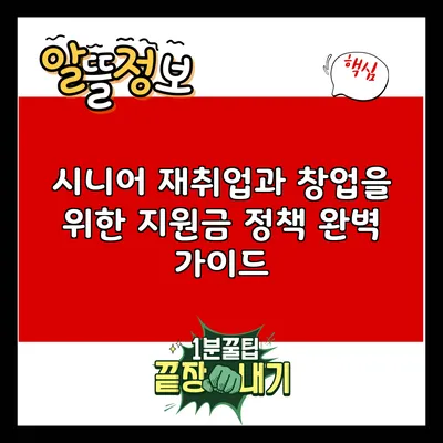 시니어 재취업과 창업을 위한 지원금 정책 완벽 가이드