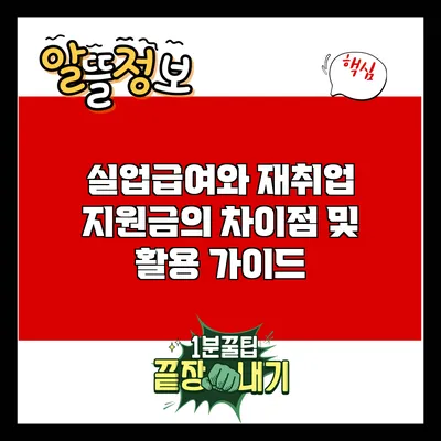 실업급여와 재취업 지원금의 차이점 및 활용 가이드