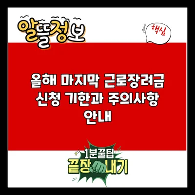 올해 마지막 근로장려금 신청 기한과 주의사항 안내