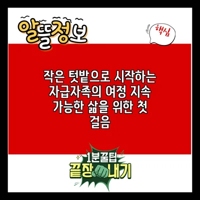 작은 텃밭으로 시작하는 자급자족의 여정: 지속 가능한 삶을 위한 첫 걸음