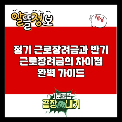 정기 근로장려금과 반기 근로장려금의 차이점 완벽 가이드