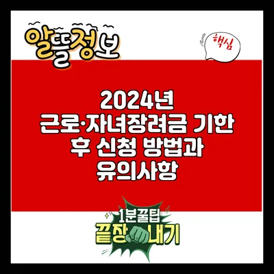2024년 근로·자녀장려금 기한 후 신청 방법과 유의사항