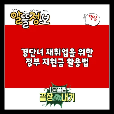 경단녀 재취업을 위한 정부 지원금 활용법