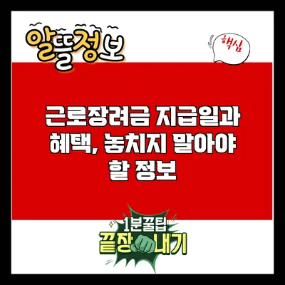 근로장려금 지급일과 혜택, 놓치지 말아야 할 정보