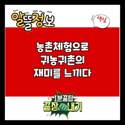 농촌체험으로 귀농귀촌의 재미를 느끼다