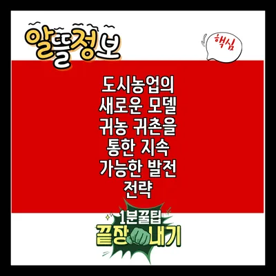 도시농업의 새로운 모델: 귀농 귀촌을 통한 지속 가능한 발전 전략