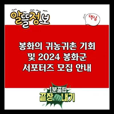 봉화의 귀농귀촌 기회 및 2024 봉화군 서포터즈 모집 안내