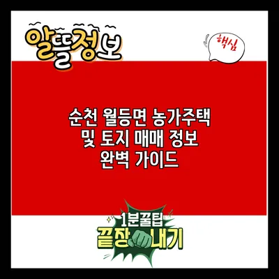 순천 월등면 농가주택 및 토지 매매 정보 완벽 가이드