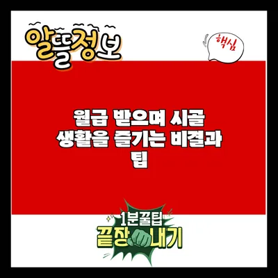 월급 받으며 시골 생활을 즐기는 비결과 팁