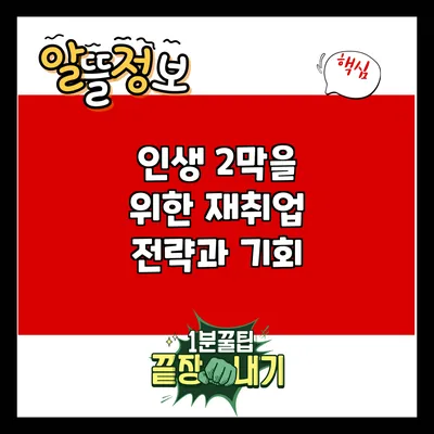 인생 2막을 위한 재취업 전략과 기회