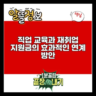 직업 교육과 재취업 지원금의 효과적인 연계 방안